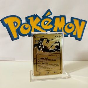 Pokémon Gold Star Rayquaza - 107/107 Deoxys  - Metal Gold Card - Rare